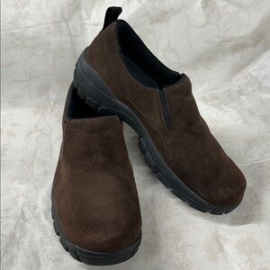 LandsEnd Brown Suede Slip-On Shoes 7 1/2 Regular